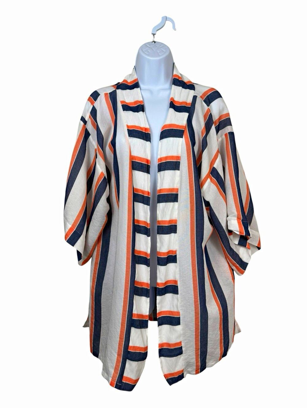 Onia Gina Kimono Womens one Size Striped Woven Viscose Blend Beach Cover Up